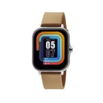 Ρολόι Smartwatch μαύρο/ασημί με μπεζ λουράκι σιλικόνης