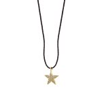 Κολιέ Lucky Charm μεταλλικό επίχρυσο μακρύ μαύρο κορδόνι με αστέρι και λευκά ζιργκόν