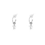 Σκουλαρίκια Cosmic ασημένια κρικάκια με σταυρό και πέρλα