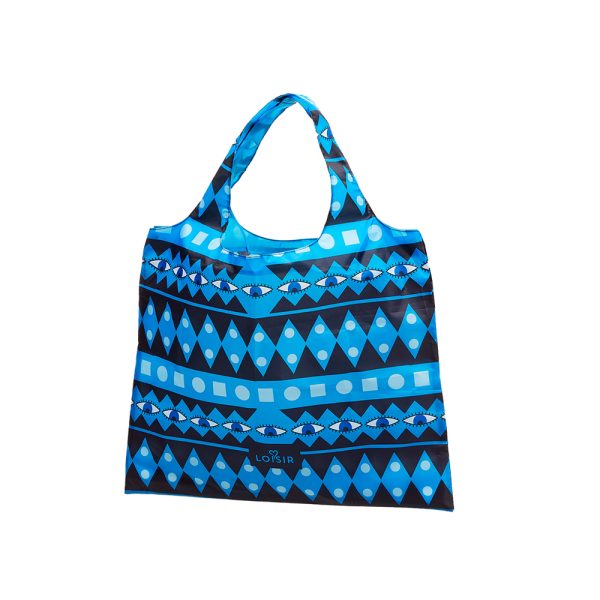 Τσάντα Tote Bag υφασμάτινη συνθετική μπλε με σχέδιο