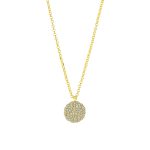 Κολιέ Cosmic ασημένιο επίχρυσο με στρόγγυλο στοιχείο με λευκά ζιργκόν