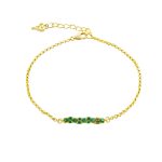 Βραχιόλι Cosmic ασημένιο επίχρυσο με σειρά με πράσινα ζιργκόν