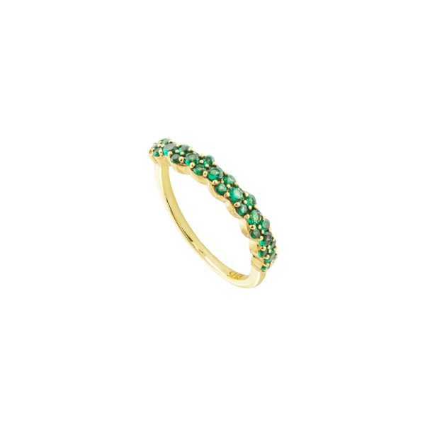 Δαχτυλίδι Cosmic ασημένιο επίχρυσο με σειρά με πράσινα ζιργκόν