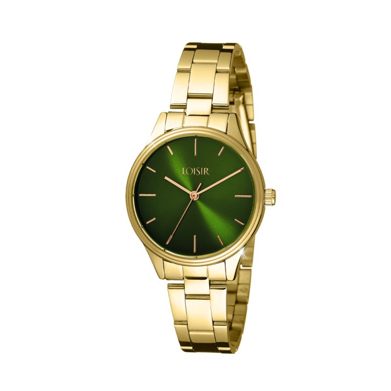 Ρολόι Miami με επίχρυσο ατσάλινο μπρασελέ και πράσινο καντράν