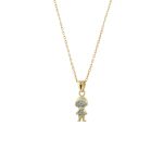 Κολιέ The Minis ασημένιο επίχρυσο με στοιχείο κορίτσι και γαλάζια ζιργκόν