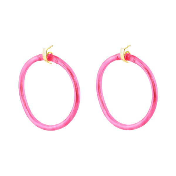 Σκουλαρίκια Stay Golden κρίκοι από σιλικόνη σε ροζ χρώμα