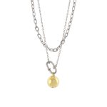 Κολιέ Links ατσάλινο με διπλή αλυσίδα και επίχρυση σφαίρα