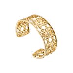 Βραχιόλι Basket μεταλλικό επίχρυσο σταθερό με λευκά ζιργκόν 2.5 cm