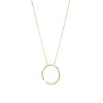 Κολιέ Starstruck μεταλλικό επίχρυσο με κρίκο και λευκό glitter