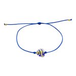 Βραχιόλι Murano μπλε κορδόνι με χρυσή-μπλε καρδιά