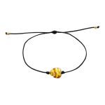 Βραχιόλι Murano μαύρο κορδόνι με χρυσή-πορτοκαλί καρδιά