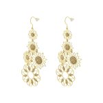 Σκουλαρίκια Arabesque μεταλλικά επίχρυσα διάτρητα με λουλούδια και χρυσό glitter