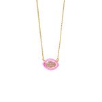 Κολιέ Beauty μεταλλικό επίχρυσο με μάτι από ροζ ζιργκόν και ροζ σμάλτο