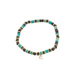 Βραχιόλι Boho μεταλλικό επίχρυσο με τιρκουάζ και μαύρες πέτρες