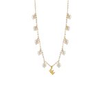 Κολιέ La Dolce Vita ασημένιο επίχρυσο με κορώνα και πέρλες