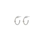 Σκουλαρίκια Madison μεταλλικά ασημί κρίκοι με λευκά ζιργκόν 1.7 cm