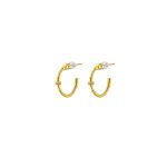 Σκουλαρίκια Madison μεταλλικά επίχρυσα κρίκοι με λευκά ζιργκόν 1.7 cm