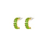 Σκουλαρίκια Look At Me μεταλλικά επίχρυσα κρικάκια με πράσινα ζιργκόν