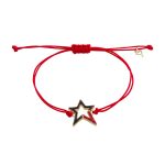 Βραχιόλι Lucky Charm μεταλλικό επίχρυσο κόκκινο κορδόνι με αστέρι με glitter