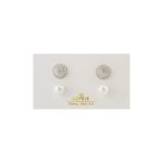 Σκουλαρίκια Deco Σετ ασημένια με στρογγυλό στοιχείο με ζιργκόν και πέρλα