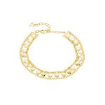 Βραχιόλι Femininity μεταλλικό επίχρυσο με καρδιές και κρικάκια