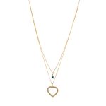 Κολιέ Tiny ασημένιο επίχρυσο διπλή αλυσίδα με καρδιά και ματάκι