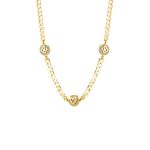 Κολιέ Blooming μεταλλικό επίχρυσο με στοιχεία και λευκά ζιργκόν