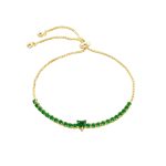 Βραχιόλι Happy Hearts μεταλλικό επίχρυσο με πράσινη καρδιά και σειρά από πράσινα ζιργκόν
