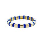 Βραχιόλι Pop μεταλλικό επίχρυσο ελαστικό με μπλε σμάλτο