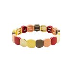 Βραχιόλι Pop μεταλλικό επίχρυσο ελαστικό με πολύχρωμο σμάλτο