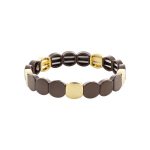 Βραχιόλι Pop μεταλλικό επίχρυσο ελαστικό με γκρι σμάλτο