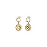 Σκουλαρίκια Blooming μεταλλικά επίχρυσα με στοιχείο λουλούδι και ζιργκόν