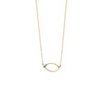 Κολιέ Basic ασημένιο επίχρυσο με οβάλ στοιχείο και τιρκουάζ ζιργκόν