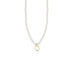 Κολιέ La Dolce Vita ασημένιο επίχρυσο με λευκές πέρλες και στοιχείο με ζιργκόν