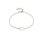 Βραχιόλι Basic ασημένιο με οβάλ στοιχείο και λευκά ζιργκόν