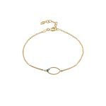 Βραχιόλι Basic ασημένιο επίχρυσο με οβάλ στοιχείο και τιρκουάζ ζιργκόν