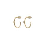 Σκουλαρίκια La Dolce Vita ασημένια επίχρυσα κρικάκια με στρογγυλό στοιχείο και ζιργκόν