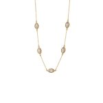 Κολιέ Happy Hearts ατσάλινο επίχρυσο με λευκά ζιργκόν