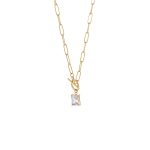 Κολιέ Mini ατσάλινο επίχρυσο με καδένα και λευκό ζιργκόν