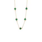 Κολιέ Happy Hearts ατσάλινο επίχρυσο με πράσινες καρδιές ζιργκόν