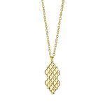 Κολιέ Desmos μεταλλικό επίχρυσο μακρύ με πλεκτό σχέδιο και λευκά ζιργκόν