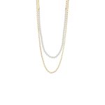 Κολιέ Desmos μεταλλικό επίχρυσο διπλό με λευκές πέρλες