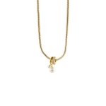 Κολιέ Harlequin μεταλλικό επίχρυσο με ροδέλα με κρύσταλλα και πέρλες