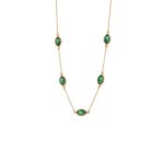 Κολιέ Happy Hearts ατσάλινο επίχρυσο με πράσινα ζιργκόν