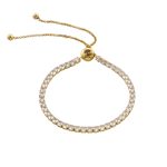 Βραχιόλι Festive ατσάλινο επίχρυσο ριβιέρα με λευκά ζιργκόν