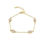 Βραχιόλι Happy Hearts ατσάλινο επίχρυσο με λευκά ζιργκόν