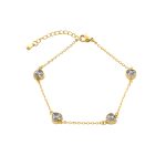 Βραχιόλι Happy Hearts ατσάλινο επίχρυσο με λευκές καρδιές ζιργκόν