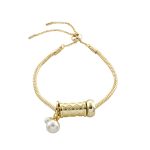 Βραχιόλι Harlequin μεταλλικό επίχρυσο με στοιχεία και λευκές πέρλες