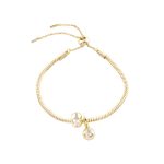 Βραχιόλι Harlequin μεταλλικό επίχρυσο με στοιχεία και λευκά ζιργκόν