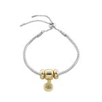 Βραχιόλι Harlequin μεταλλικό ασημί με επίχρυσα στοιχεία και ματάκι με κρύσταλλα